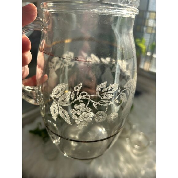 Vintage Bartlett Collins juice carafe pitcher 6 glasses creamer and sugar - Picture 5 of 10